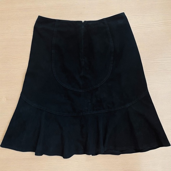 Y2K Vakko VS2 100% Goat Suede Leather Patchwork Skirt in Black size Small 4 - Picture 4 of 8